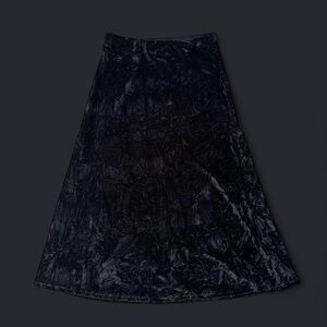 Crushed velvet midi skirt